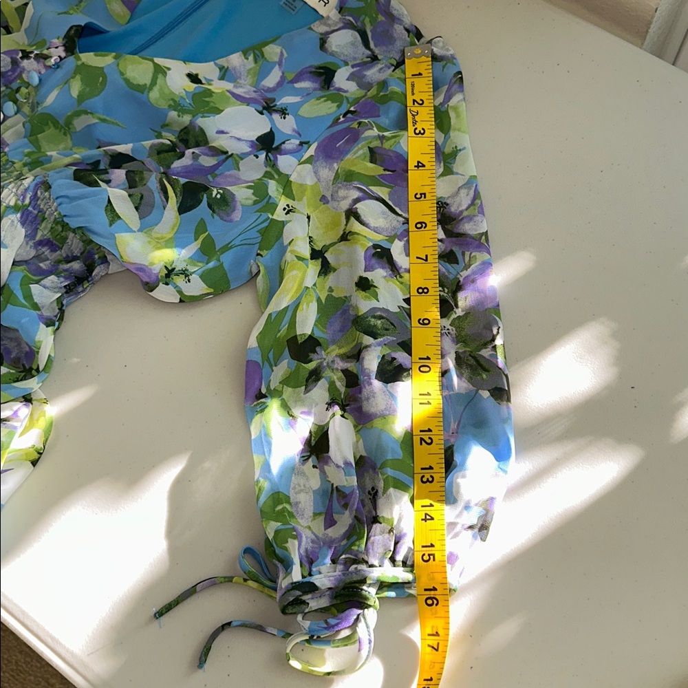 Taylor Floral Long Sleeve Dress in Blue and Green - Picture 11 of 15